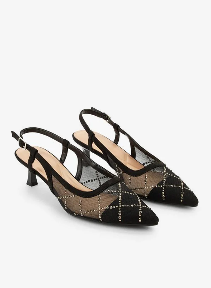 Celeste Women Kitten Heel Embellished Pointed Toe Shoes Ramadan Collections