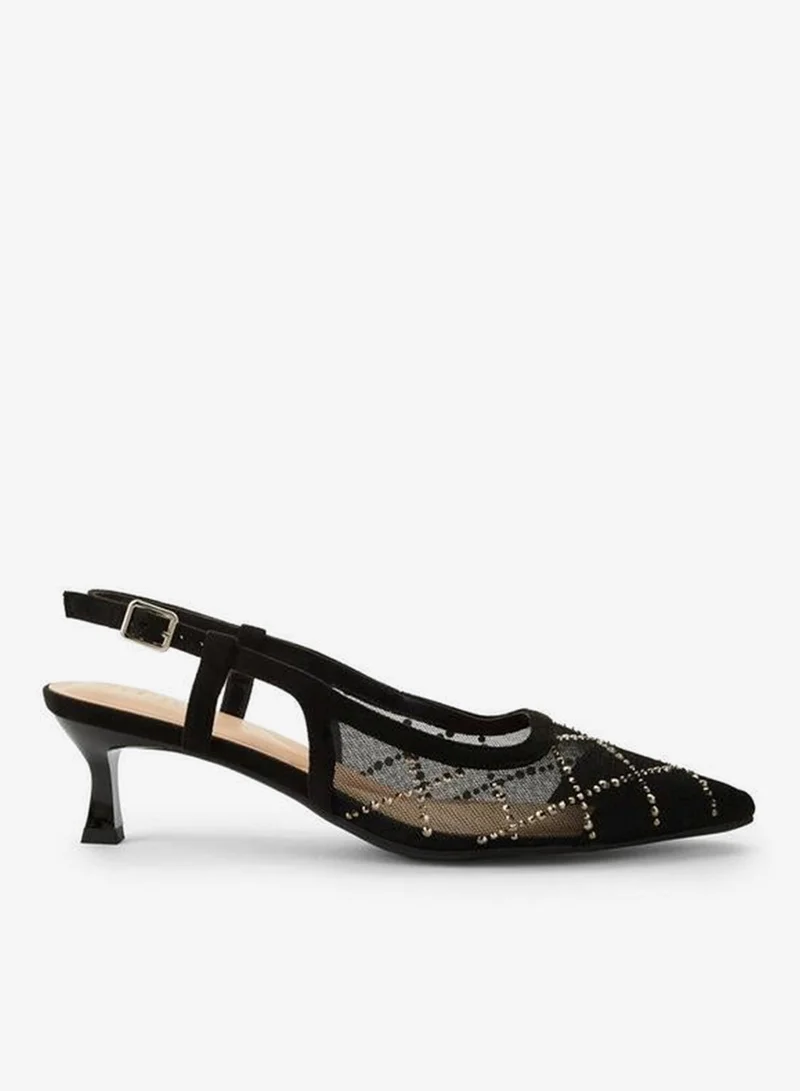 Celeste BLACK Women Kitten Heel Embellished Pointed Toe Shoes Ramadan Collections for Women | Best Price UAE