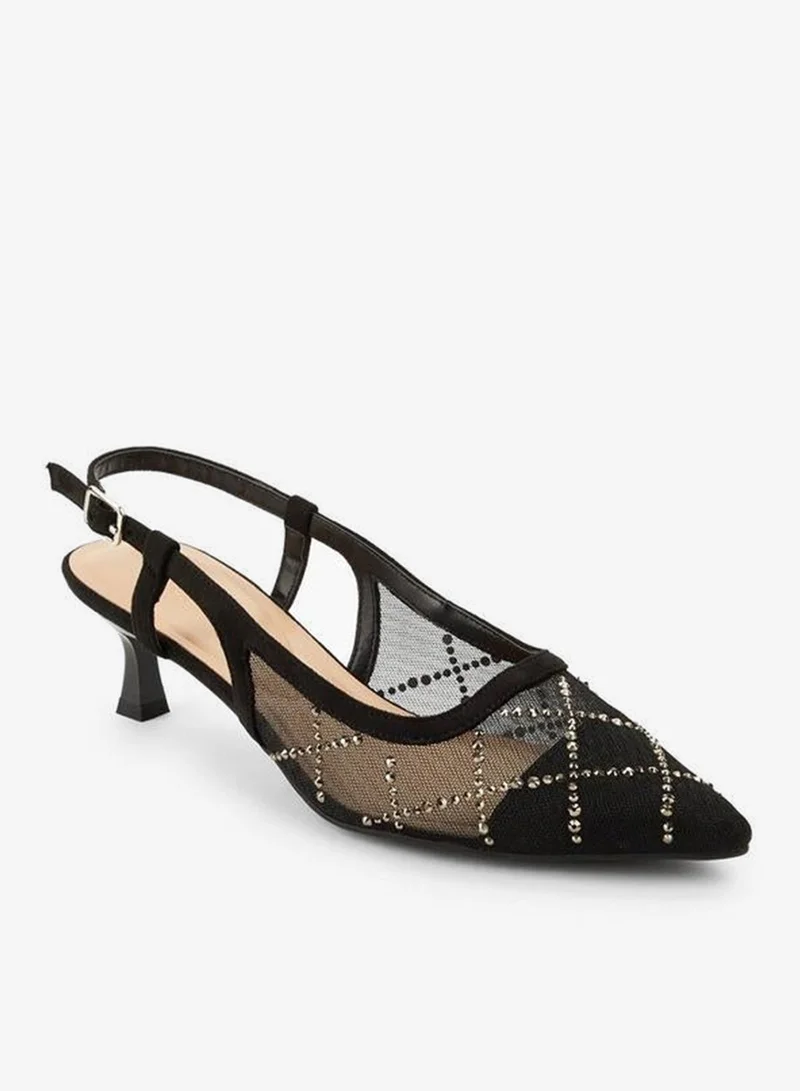 Celeste Women Kitten Heel Embellished Pointed Toe Shoes Ramadan Collections