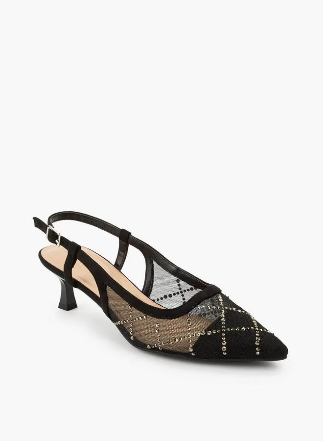 Celeste Women Kitten Heel Embellished Pointed Toe Shoes