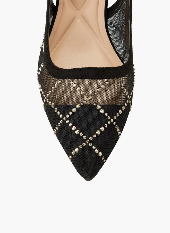 Celeste BLACK Women Kitten Heel Embellished Pointed Toe Shoes for Women | Best Price UAE