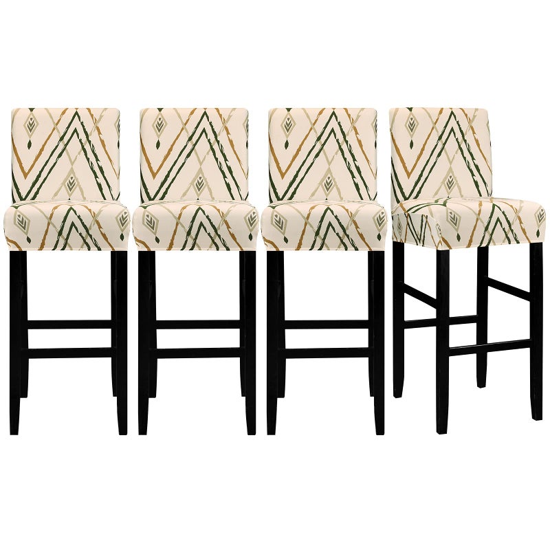 Lellen Bar Stool Chair Covers Set of 4Jacquard Bar Stool Cover Barstool Covers Slipcovers Stretch Bar Stool Covers with Backs Bar Stool Protector Covers for Kitchen Dining Room Counter Island