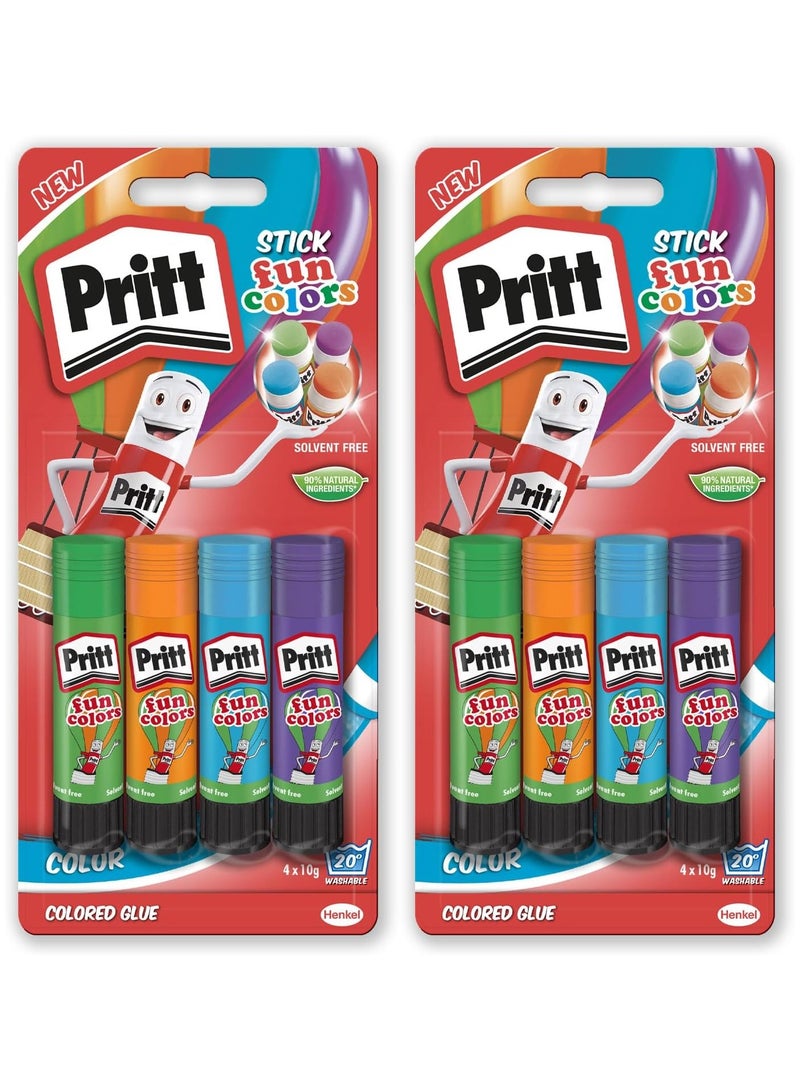 Pritt Rainbow Coloured Glue Sticks, Safe & Child-Friendly Craft Glue For Arts & Crafts Activities, Strong-Hold Adhesive For School Supplies,4X10G (pack of 2) - Image 1