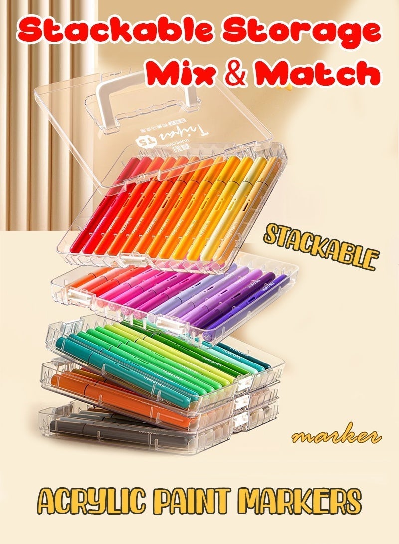 Acrylic Markers 36 Colors Acrylic Paint Pens Soft Brush Tip Quick Dry Colored Markers Art Supplies for DIY Crafts School Kids Painting Set - Image 4