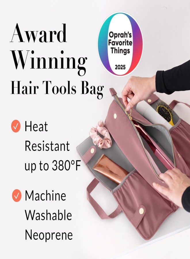 KUSSHI Hair Tools Bag - Oprah’s Favorite Things Winner - Neoprene Hair Tools Travel Bag & Hair Accessories Organizer Case (Mauve) - Image 2
