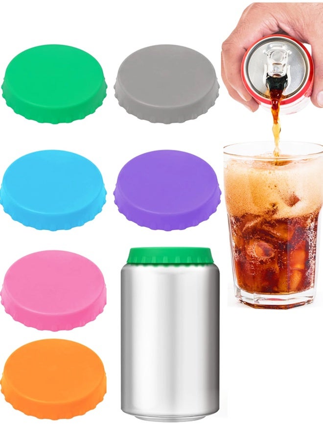 6 غطاء سيليكون مع غطاء مختوم خالي من BPA قابل لإعادة الاستخدام لمشروبات البيرة الصودا - Image 1