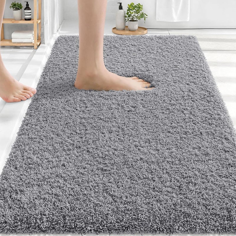 OLANLY Microfiber Bathroom Rugs 30x20, Soft Highly Absorbent Bath Mat, Grey | Quick-Dry & Non-Slip Bath Carpet - Image 2