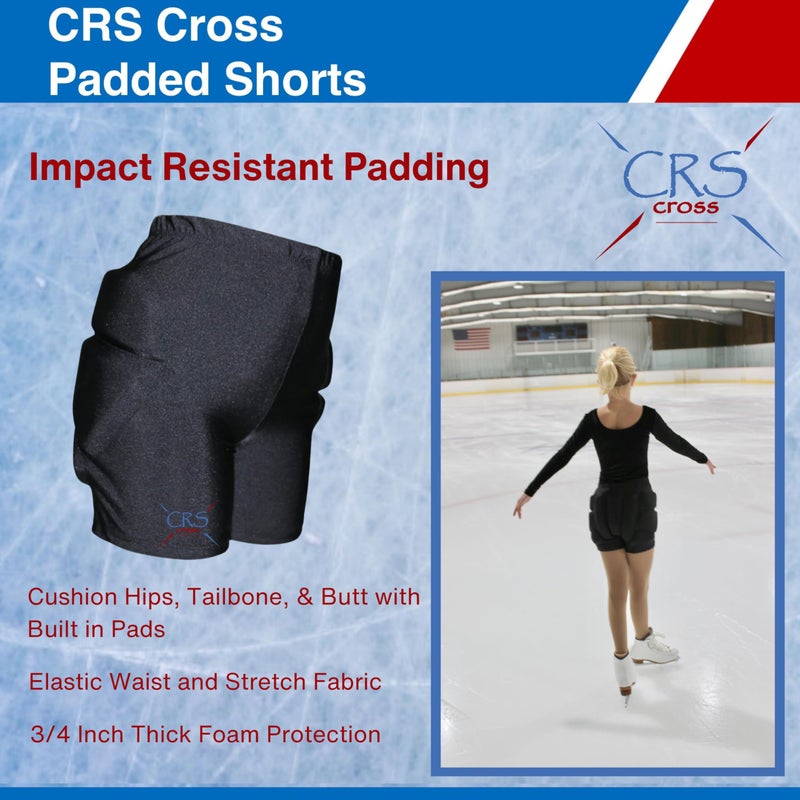 CRS Cross Padded Figure Skating Shorts. Crash Pad Pants for Roller, Inline, Ice Skating, Snowboarding, and Skiing. Fall Impact Protection for Butt, HIPS, and Tailbone (Ladies Small Black) - Image 4