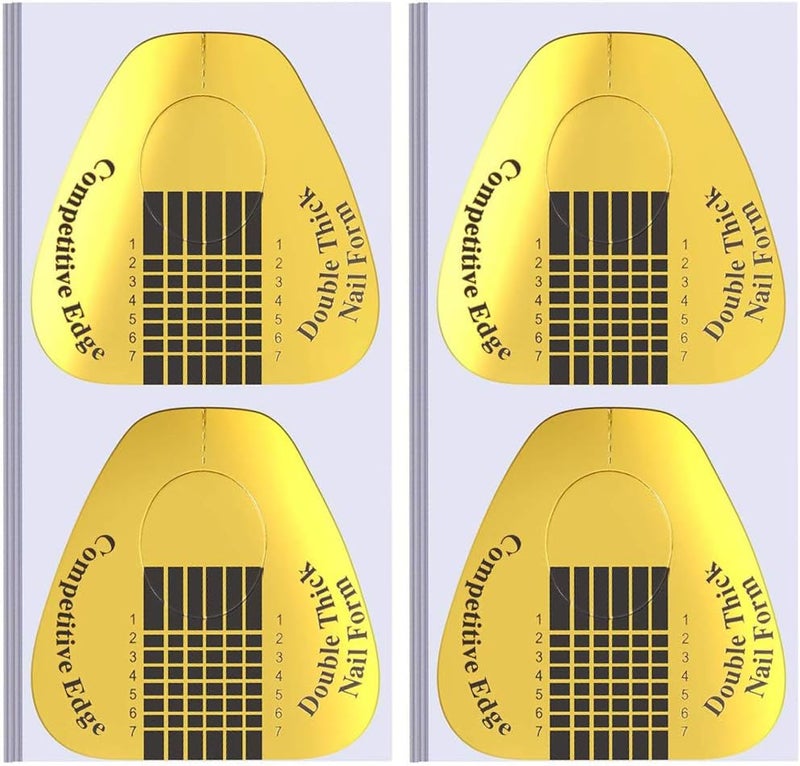 200 Pcs Nail Forms Polygel Nails Extension Forms for Acrylic Nails Selfadhesive Nail Tips Guide Gel Nail Stickers Molds Builder Learning Curve Nail Art Equipment for Salon Gold Horseshoe