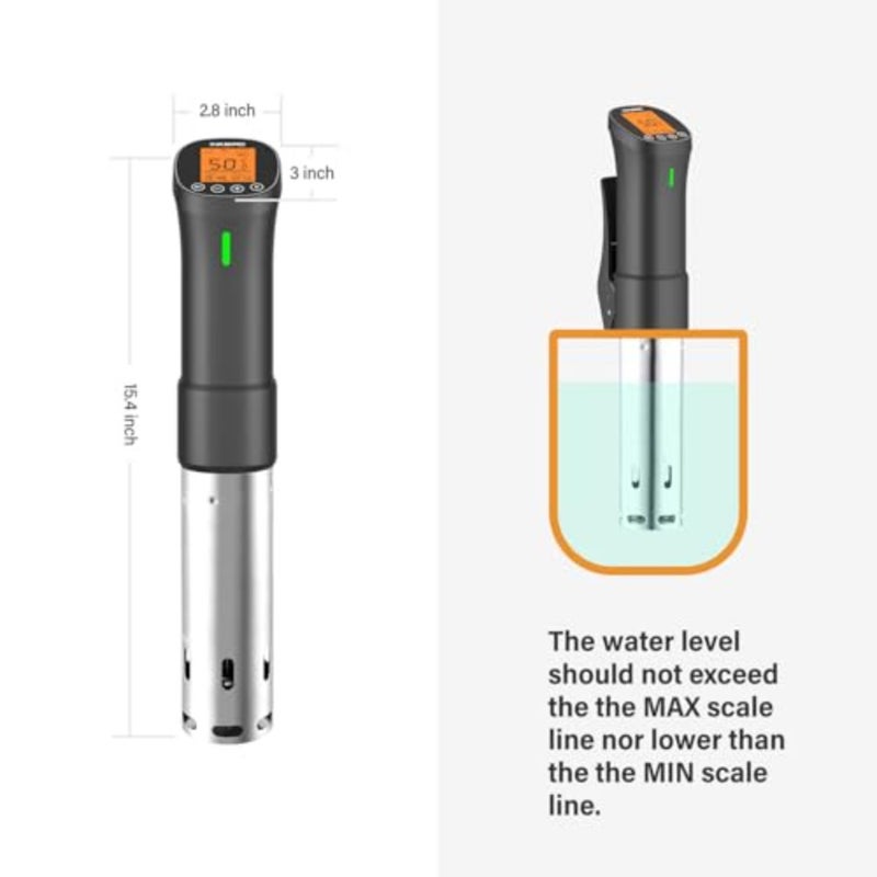تتضمن مجموعة Sous Vide Combo جهاز تدوير غمر WIFI ذكي مع مؤقت ووصفات وآلة ختم فراغ جافة/رطبة مع قوة شفط 85 كيلو باسكال للطهي الدقيق في المنزل وطهي الطعام في حمام مائي - Image 4