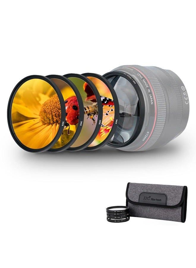 JJC 58mm Macro Close-Up Filter Set (+2 +4 +8 +10) Macro Filter Accessory with Lens Filter Pouch for Canon Rebel T8i, T7i, T6i, T7, T6,EOS 90D, 80D, 77D with Canon EF-S 18-55mm f/3.5-5.6 IS STM Lens - Image 1