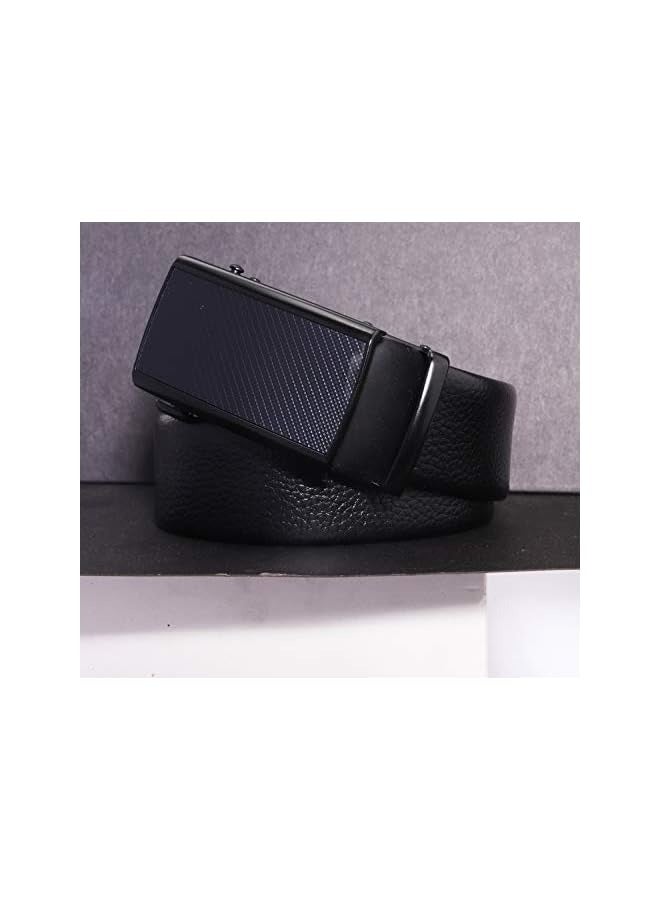 بروماس حزام جلدي للرجال، حزام جلدي للرجال مع إبزيم تلقائي، مرفق في صندوق هدايا أنيق - أسود - Image 3