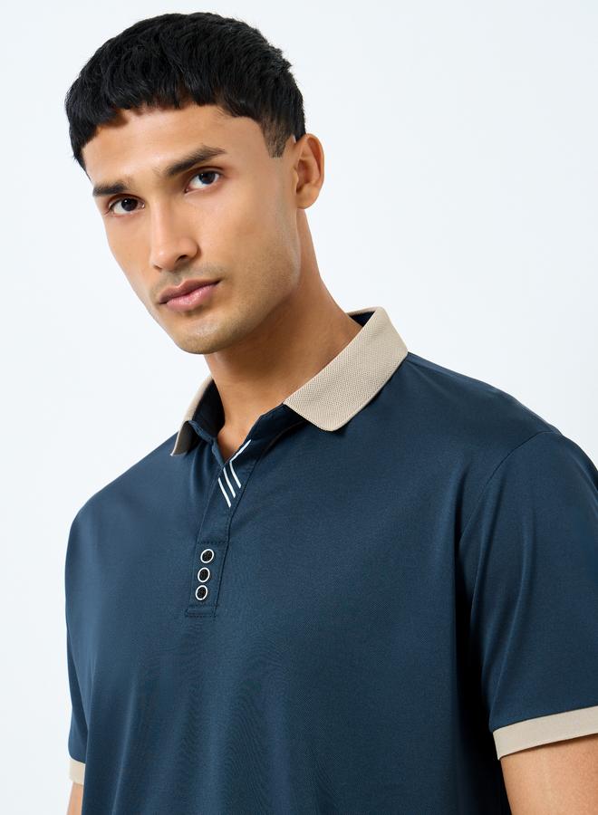 Styli Men Solid Regular Fit Polo T-Shirt - Image 3