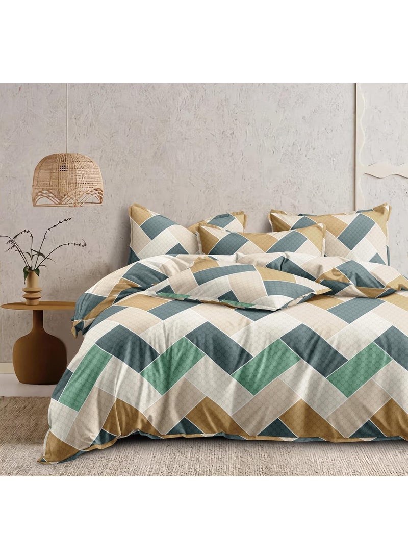 DECOR2ADMIRE DECOR2ADMIRE 300 TC Premium Glace Cotton Printed Super King Size Double Bedsheet with Two Pillow Covers 108 108 Inches or 9ft by 9ft or 275 cm x 275 cm Multicolor 