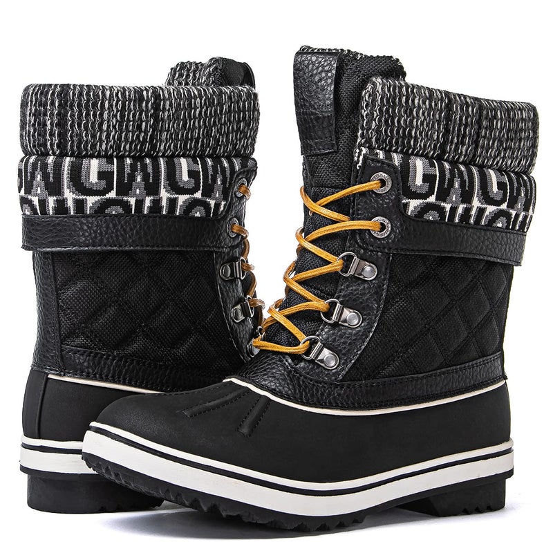 GLOBALWIN Snow Boots For Women Black/Prints Women's Winter Boots 6M - Image 3