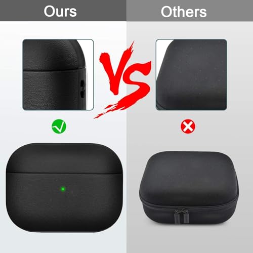 EMOH ROCED AirPods 4 Case Cover with Lanyard, Premium Leather Texture Full Body Protective Case for Apple AirPods 4th Generation, Shockproof & Anti-Scratch with Front LED Visible - (Matte Black) - Image 4