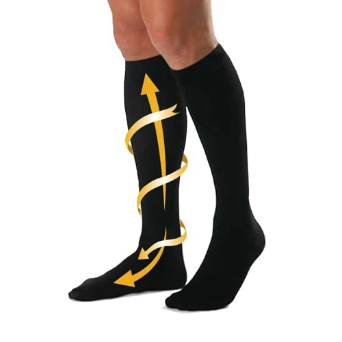 CABEAU Bamboo Compression Socks - Travel/Home, Help Swelling/Blood Flow, Black, Large - Image 1