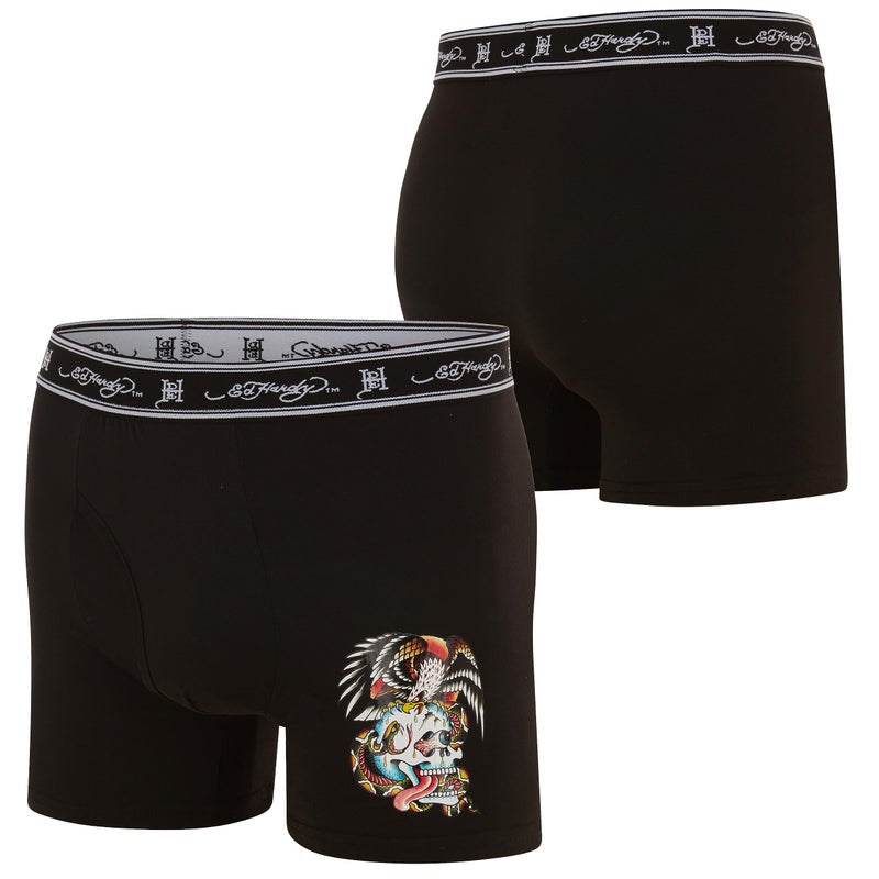 ED HARDY Mens Underwear Boxer Briefs Comfortable, Breathable, Stylish Design 4 Pack, Colorful Prints, XLarge - Image 3