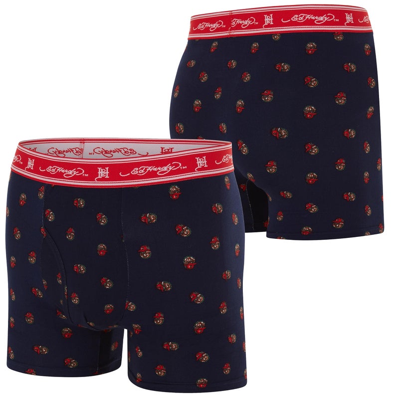 ED HARDY Mens Underwear Boxer Briefs Comfortable, Breathable, Stylish Design 4 Pack, Colorful Prints, XLarge - Image 5