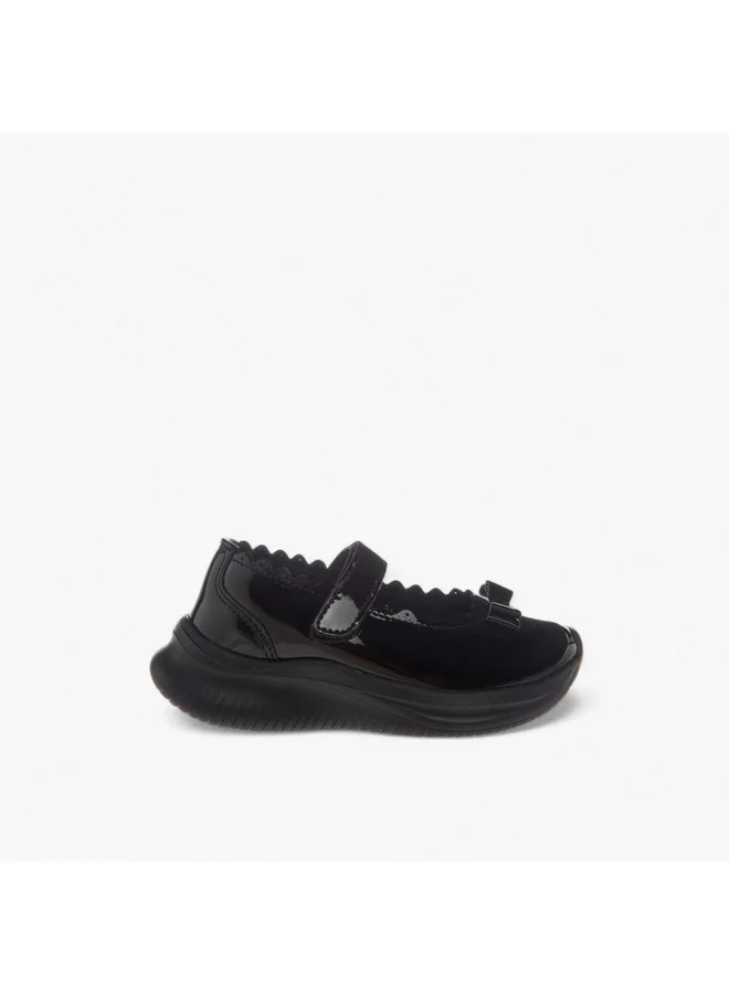 Dash Girls Bow Accent School Shoes with Hook and Loop Closure