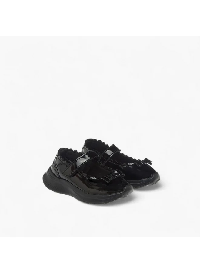 Dash Girls Bow Accent School Shoes with Hook and Loop Closure