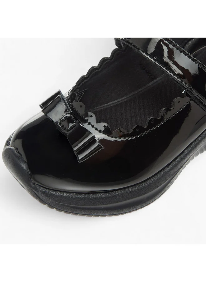 Dash Girls Bow Accent School Shoes with Hook and Loop Closure