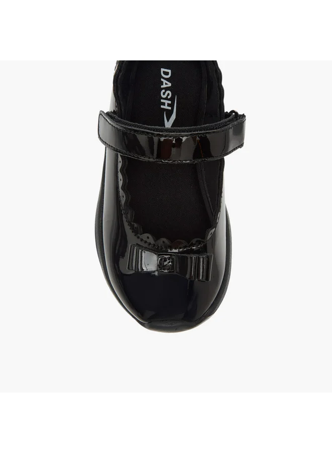 Dash Girls Bow Accent School Shoes with Hook and Loop Closure