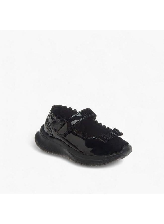 Dash Girls Bow Accent School Shoes with Hook and Loop Closure - Image 1