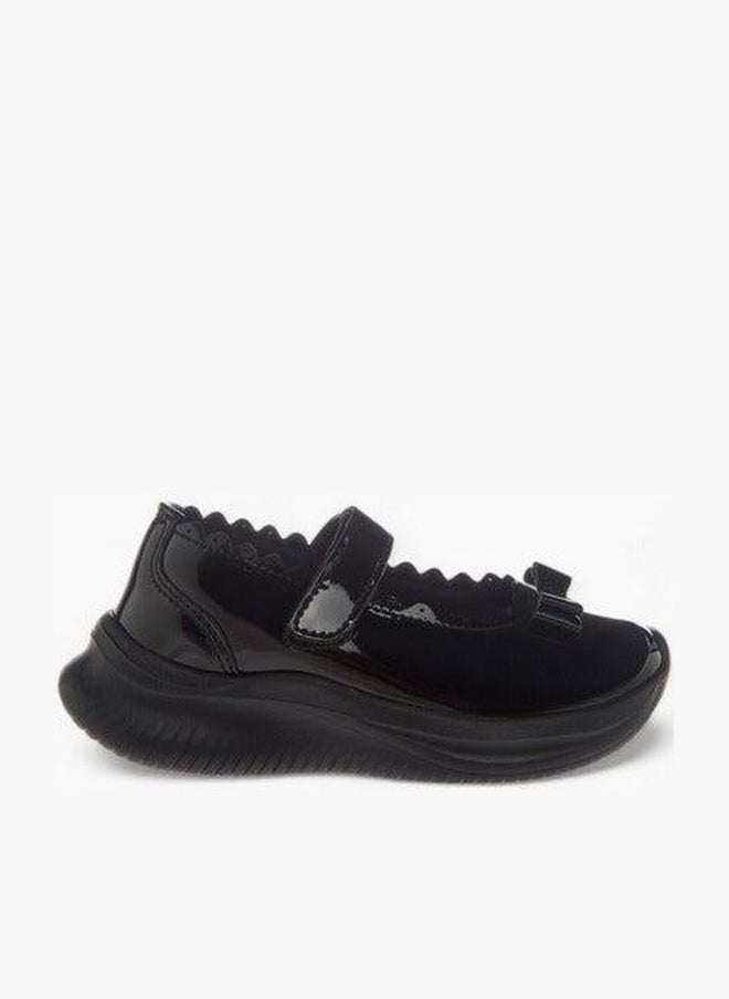 Dash Girls Bow Accent School Shoes with Hook and Loop Closure - Image 1