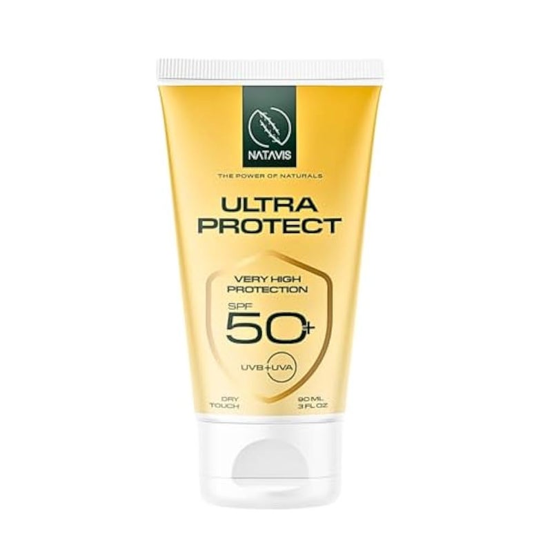 Natavis Ultra-Protect SPF 50+ Sunscreen | Powerful Daily Protection with Organic UV Filters, Vitamin E & Lactic Acid – Gentle on Sensitive Skin – Water & Sweat Resistant - Image 1