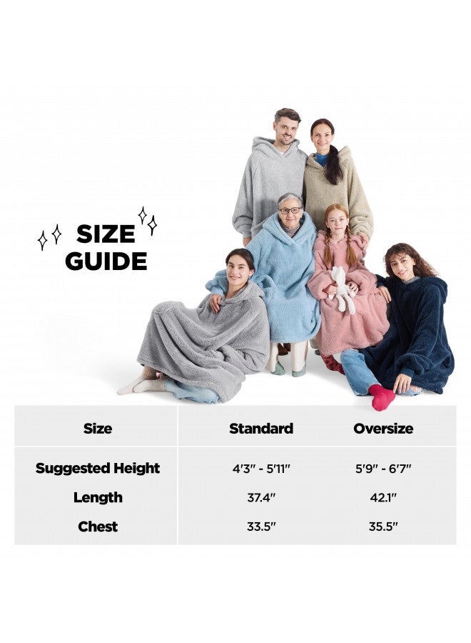Bedsure Bedsure Wearable Blanket Hoodie Gifts for Women - Cozy Sherpa Hoodie Blanket Men, Warm Hooded Blanket Sweatshirt with Pockets for Adults - Image 4