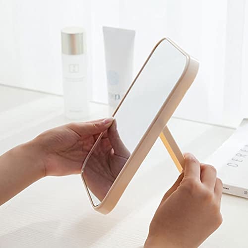 Leeonz Table Desk Vanity Makeup Mirror, Portable Folding Mirror with Stand 90°Adjustable Rotation Travel Make Up Mirror for Shower Shaving (Pink) - Image 4