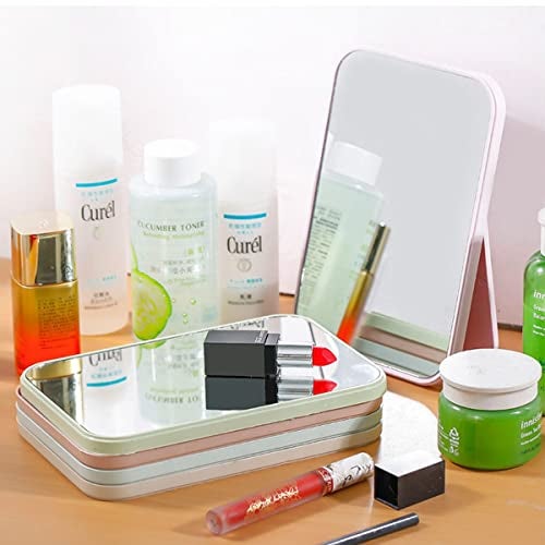 Leeonz Table Desk Vanity Makeup Mirror, Portable Folding Mirror with Stand 90°Adjustable Rotation Travel Make Up Mirror for Shower Shaving (Pink) - Image 3