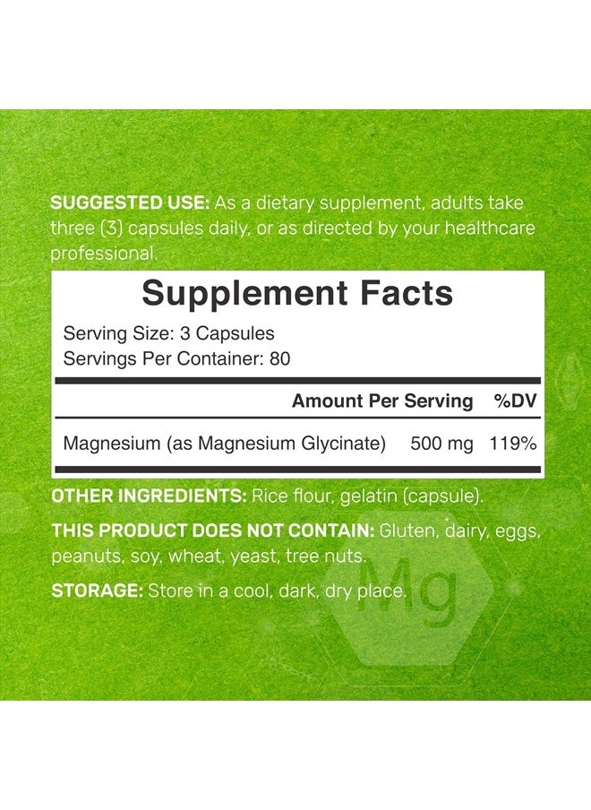DEAL SUPPLEMENT - Max Strength Magnesium Glycinate 500mg Per Serving, 240 Capsules | Chelated, Highly Purified, Essential Mineral | Magnesium Supplement for Muscle, Joint, & Heart Health - Image 1