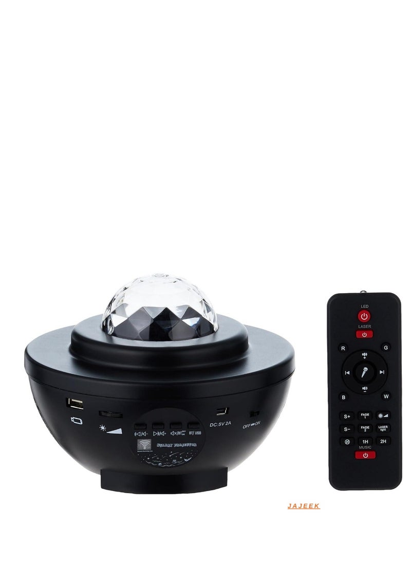 JAJEEK 3-in-1 LED Night Light Projector – Stars & Ocean Waves with Remote Control, 10 Color Changing Options, Bluetooth Music Player, Dimmable & Adjustable – Perfect Gift for Kids & Adults – Black DB-316  - Image 1