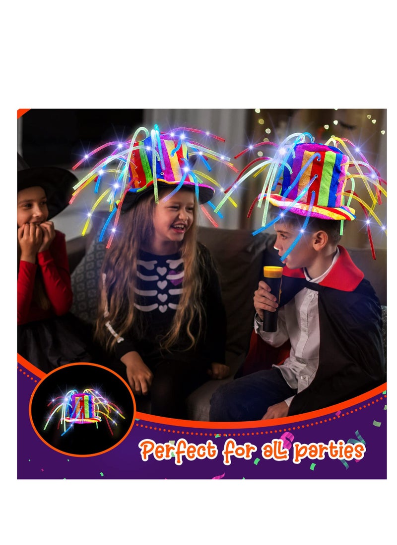 Generic - 2 Pieces LED Funny Clown Crazy Hat, Mardi Gras Jester Hat Light up Hats Noodle Hair Hat, Jester Party Costume for Adults Kids Party Supplies Mardi Gras Party Decor Crazy Hat Day Carnival Dress - Image 1