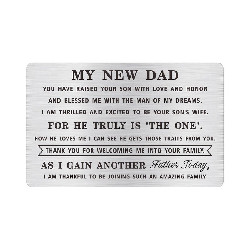 Alotozo Wedding Engraved Wallet Card for My New Dad Wedding Gifts for Grooms Father to FatherInLaw from Bride On Wedding Day