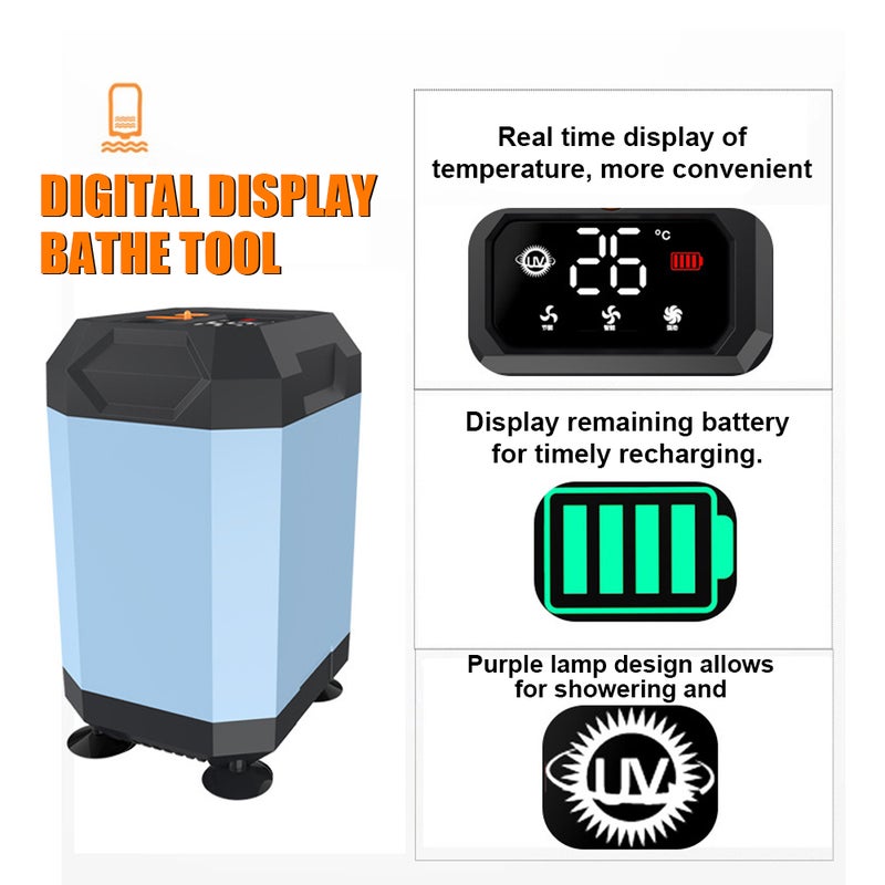Portable Cordless Camping Shower Outdoor Electric Shower Pump Rechargeable Shower Large Capacity Hiking Traveling Shower Digital Display Bathe Tool - Image 4
