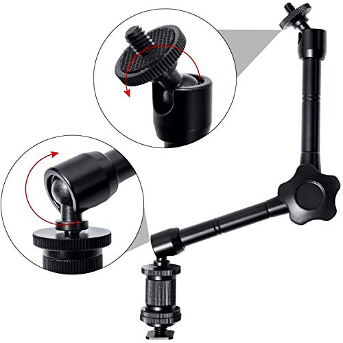 WANBY 11 Inch Articulating Friction Magic Arm Adjustable w/Hot Shoe Mount 1/4'' Tripod Screw for Camera Rig, LCD Monitor, LED Flash Lights (11'Arm) - Image 3