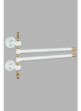 Saray Banyo Saray Bathroom Artemis White Gold Double Swivel Towel Rail  - Image 1
