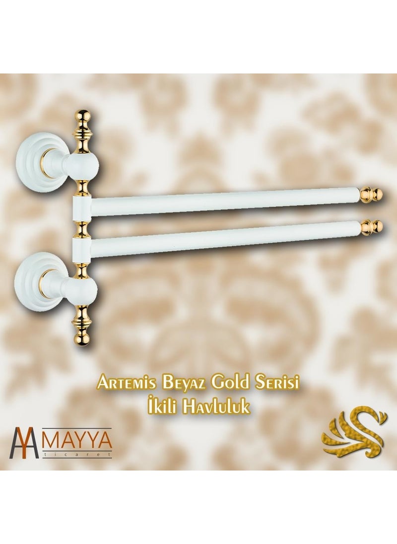 Saray Bathroom Artemis White Gold Double Swivel Towel Rail - pzsku/ZB1C56FBAC515361582AFZ/45/_/1736850078/e2c27282-f932-4c49-a98d-c9ad9eaa433d