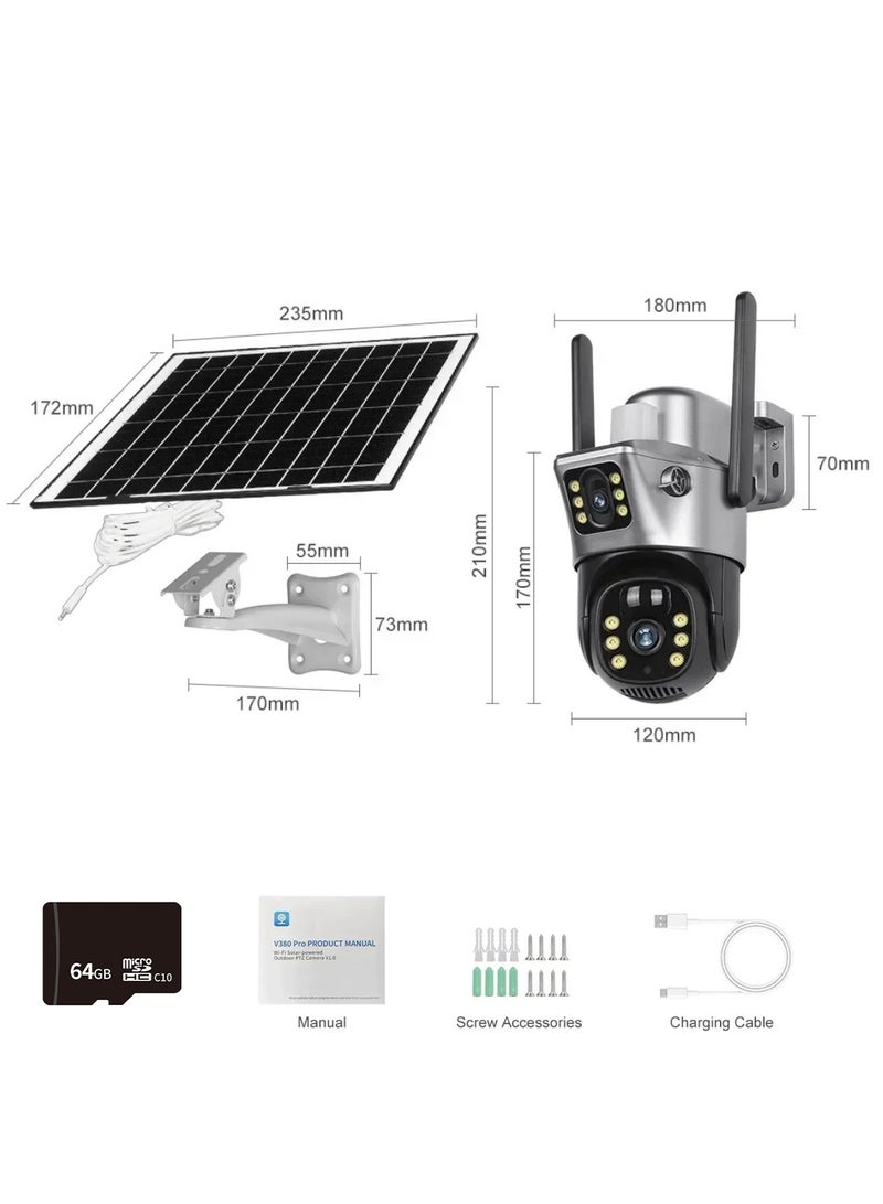 Momozone كاميرا شمسية 4K بدقة 8 ميجابكسل، كاميرا PTZ خارجية بشريحتين، كاميرا IP مع لوحة شمسية، نظام أمان CCTV مع بطارية مدمجة ومستشعر PIR (مع بطاقة SD بسعة 64GB) - Image 3