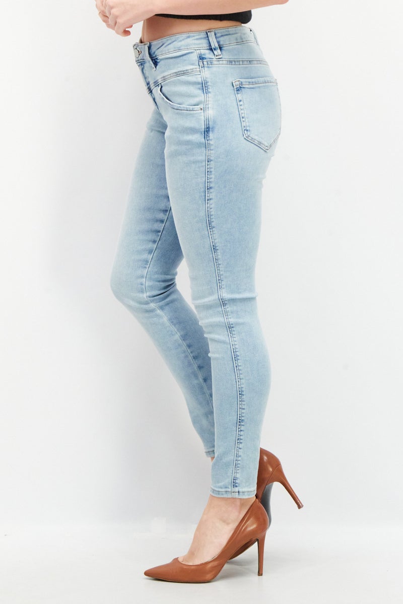 ESPRIT Women Skinny Fit Wash Stretchable Denim, Blue Wash - Image 3