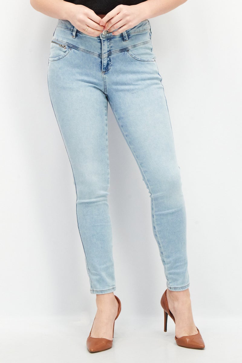 ESPRIT Women Skinny Fit Wash Stretchable Denim, Blue Wash - Image 1