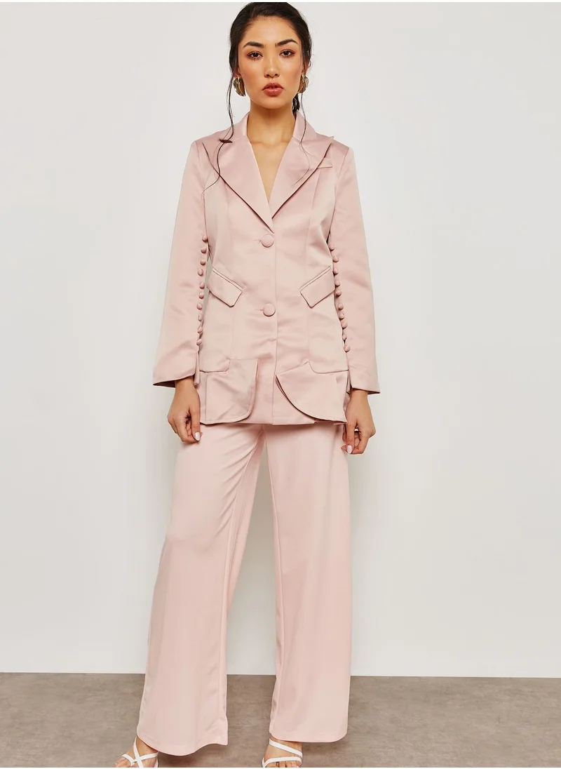ELLA Ruffle Button Detail Pocket Blazer