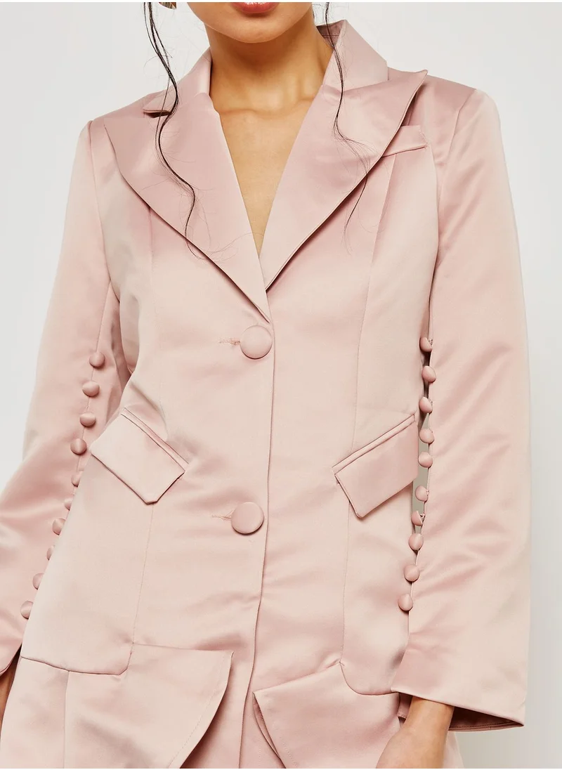 ELLA Ruffle Button Detail Pocket Blazer