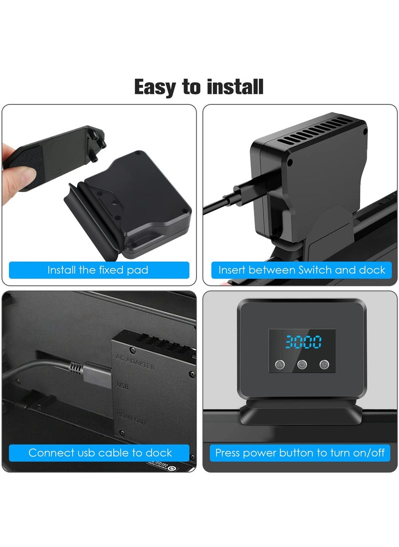 Excefore - Switch Cooling Fan, Fan for Nintendo Switch, Dock Set Temperature Display Cooler NS Original Docking Station, Adjustable Speed, USB Powered, Integrated Cable - Image 1