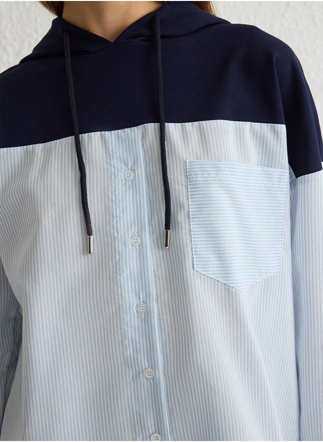trendyol Navy Blue Oversize 2 Yarn Striped Knitted Tunic TCTSS25UK00003  - Image 4