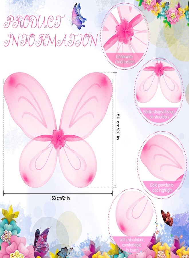 Vinsot 12 Pcs Butterfly Fairy Wings Butterfly Wing Dress up Halloween Party Costume Accessory Angel Costume for 2 to 12 Years Girls(Light Pink) - Image 2