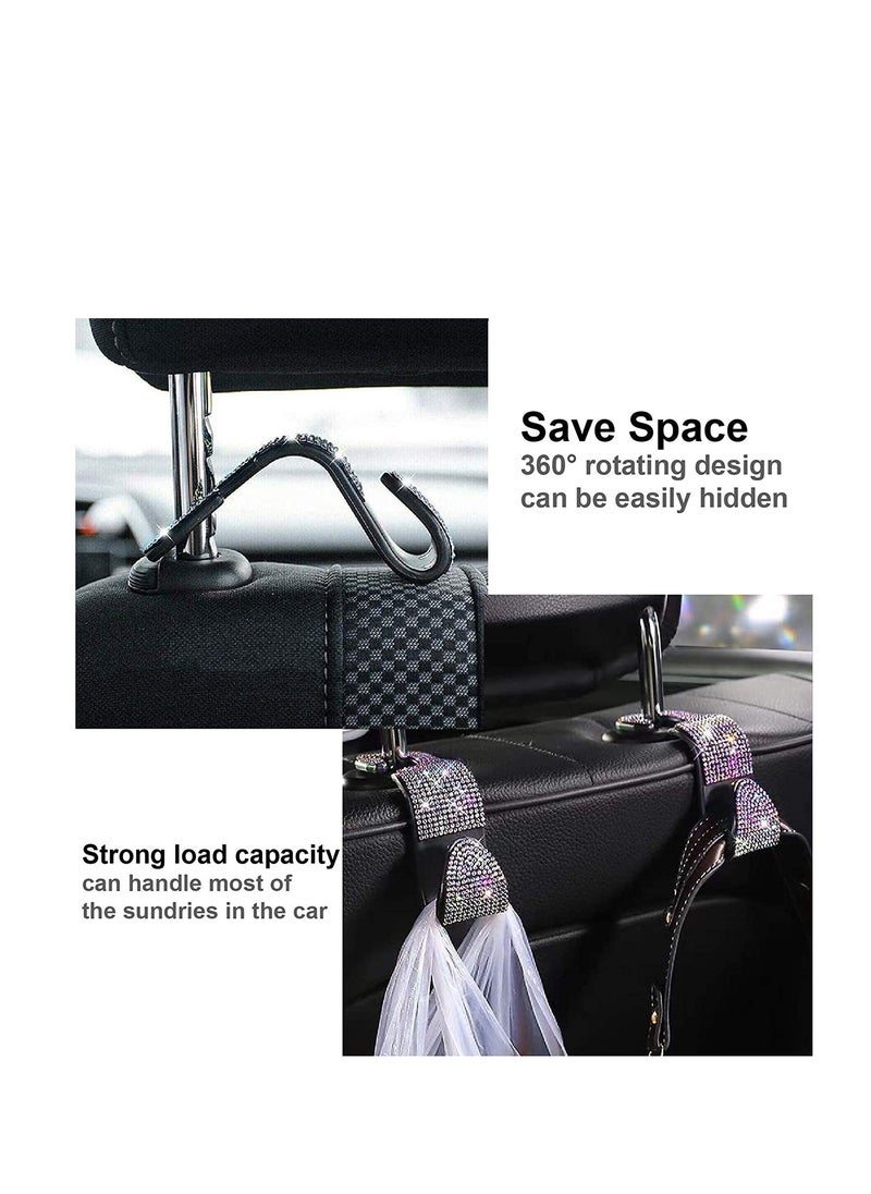 SYOSI Bling Car Back Seat Headrest Hooks, 2 Pack Purse Hook for Car, Back Seat Organizers Accessory and Storage for Coats Umbrellas Hang Purse or Grocery Bags (Colorful)  - Image 3